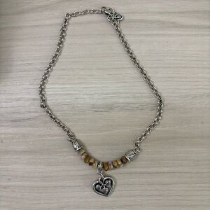 Vintage BRIGHTON BOTSWANA Terra Agate Stone Bead Silver Necklace